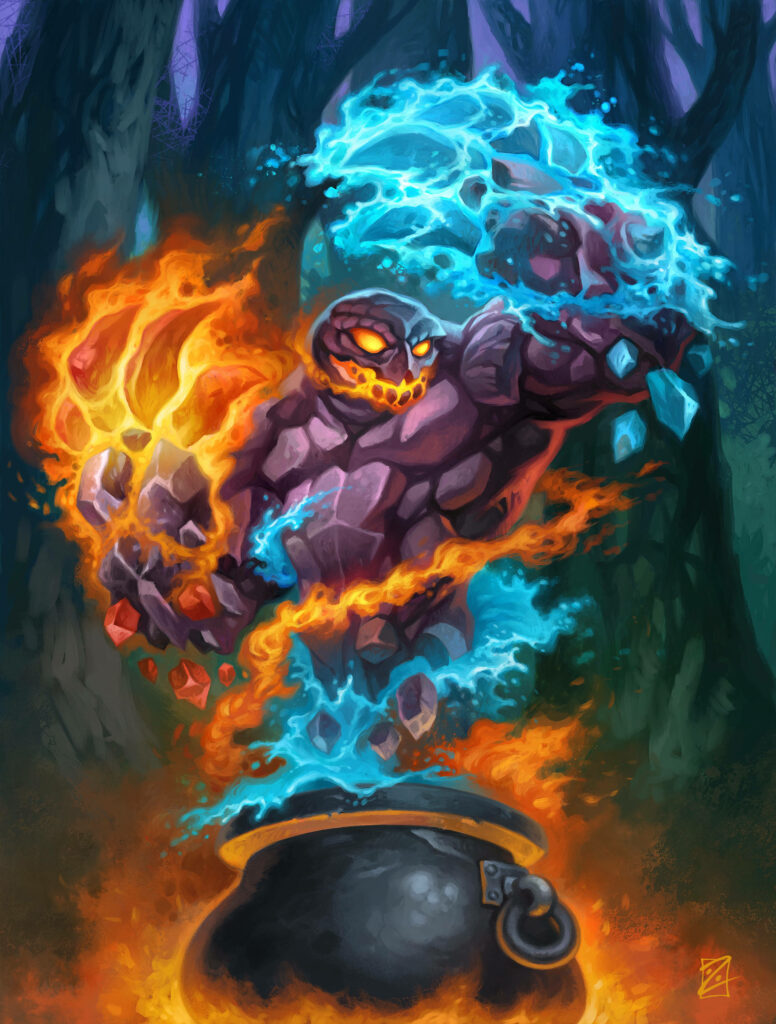 Enchanting Hearthstone Wallpaper: Elemental Creature from Cauldron