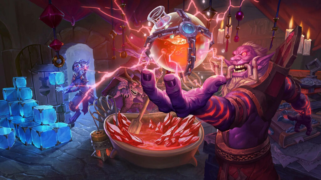 Enchanting Hearthstone Wallpaper: Spellcaster with Neon Lightning