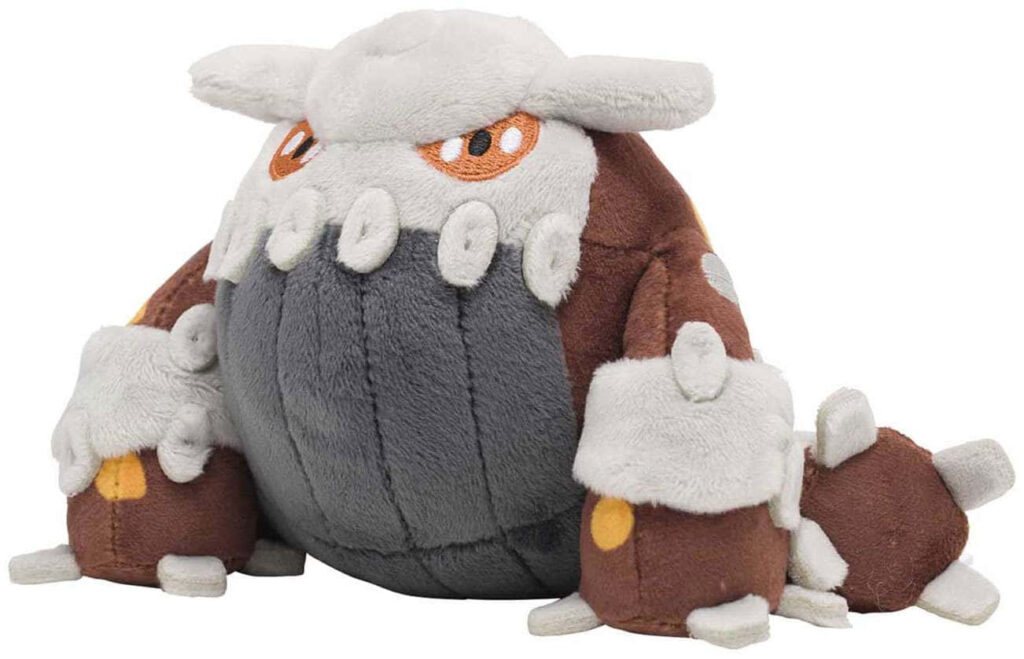 Vibrant Heatran Plush Toy: Soft & Cuddly on White Background Wallpaper