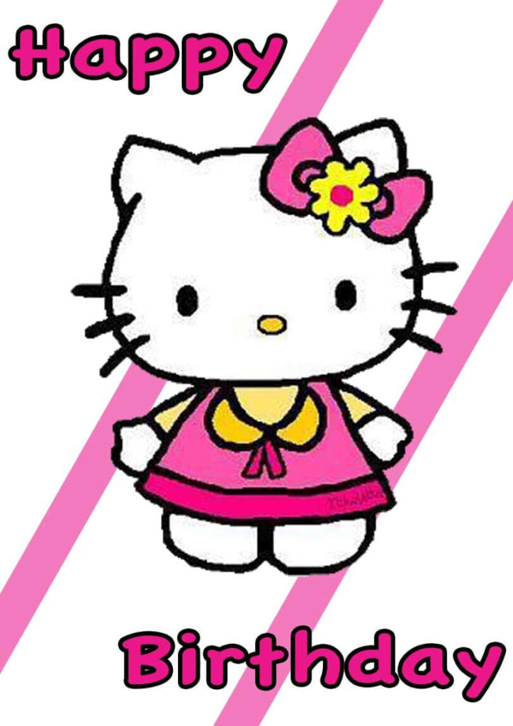 Hello Kitty Birthday Wallpaper: Pink Stripes & Cheerful Design