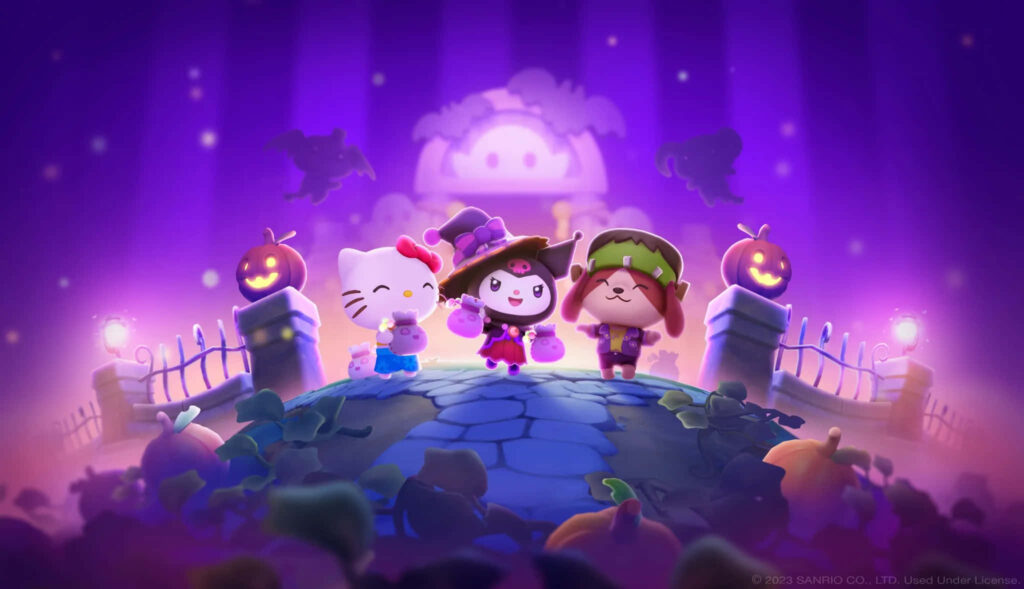 Playful Halloween Wallpaper: Hello Kitty & Friends in Spooky Costumes