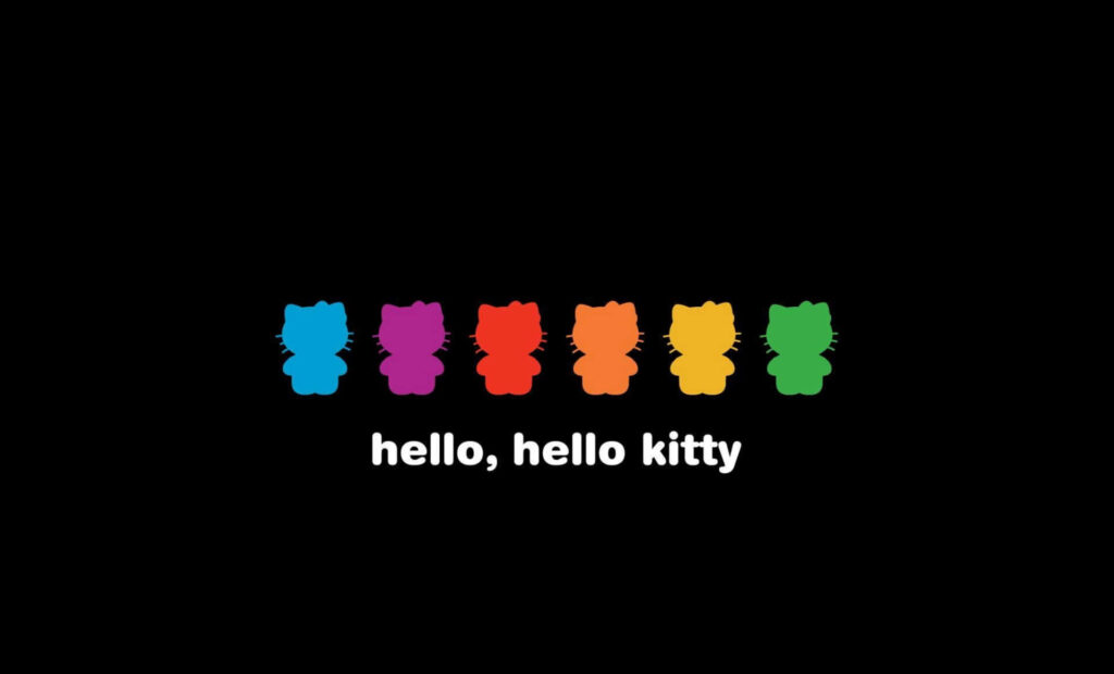 Vibrant Hello Kitty Silhouettes Wallpaper - Playful Black Background