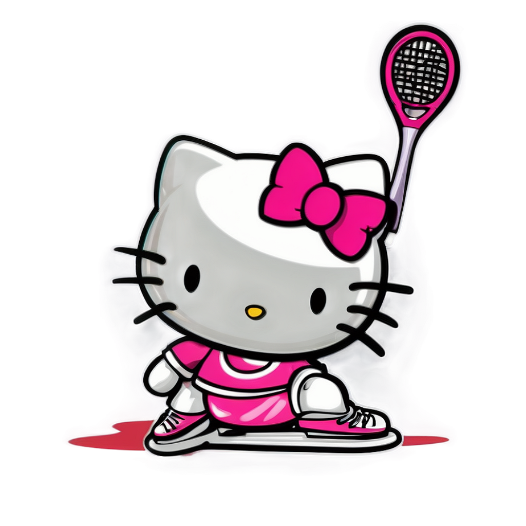 Sporty Hello Kitty Tennis Wallpaper: Vibrant & Playful Design