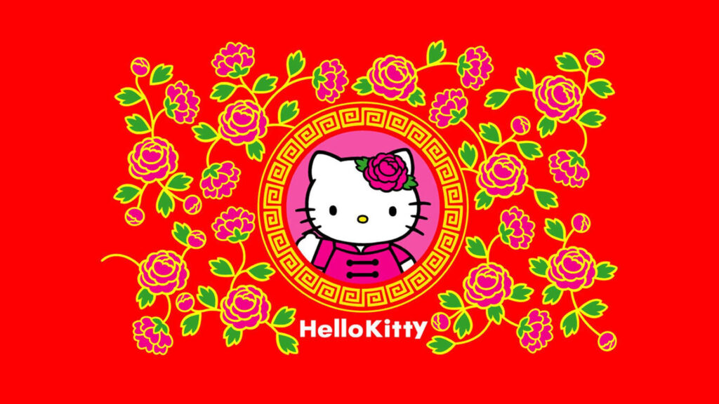 Festive Hello Kitty Wallpaper: Thanksgiving Floral Delight!