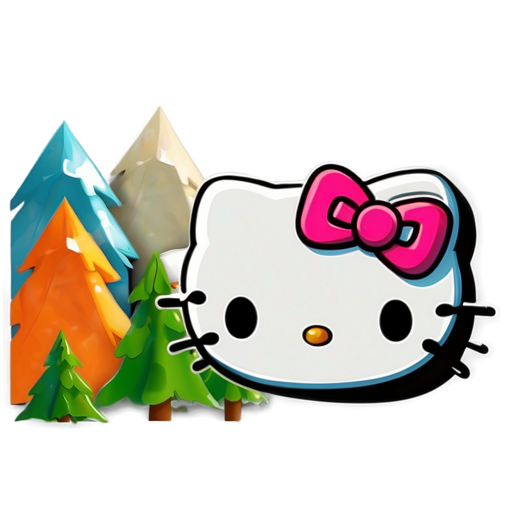 Vibrant Hello Kitty Wallpaper in Colorful Forest Adventure