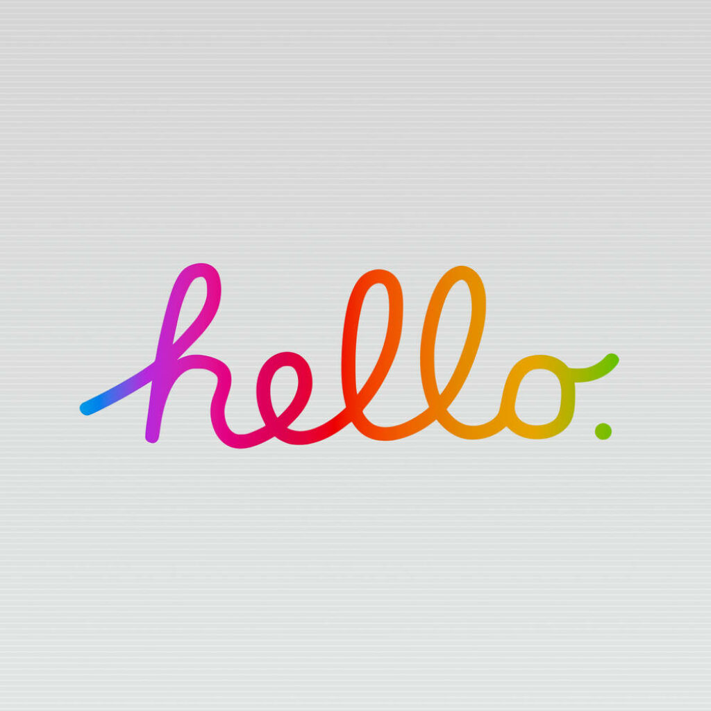Vibrant 'Hello' Wallpaper for Apple Devices - Cheerful Background