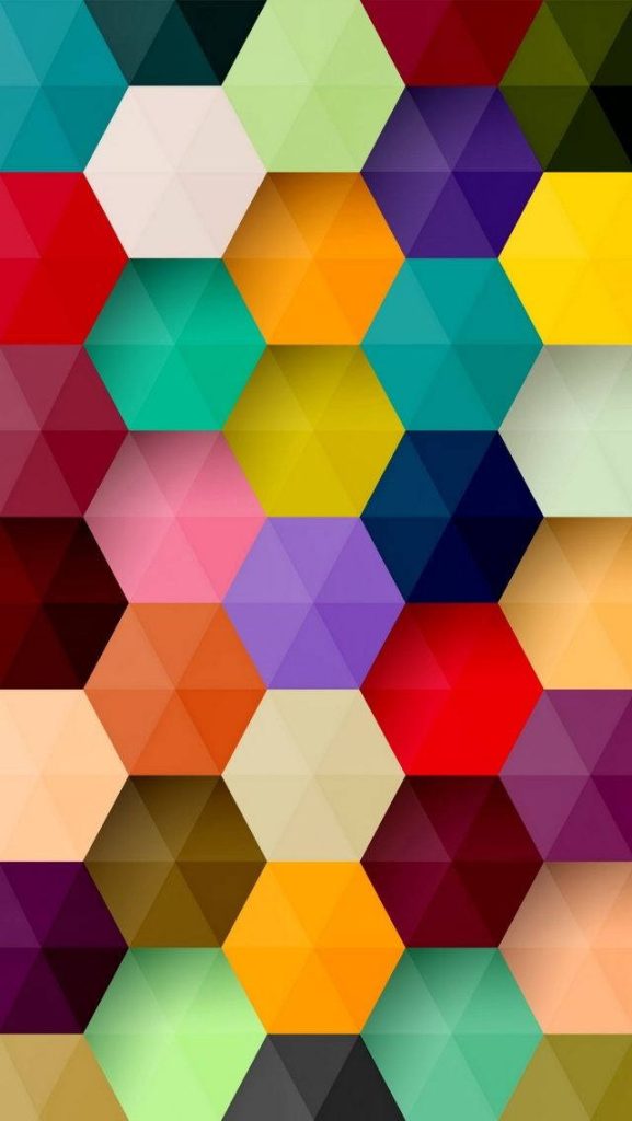 Vibrant colorful hexagon honeycomb wallpaper with abstract geometric pattern and subtle gradients