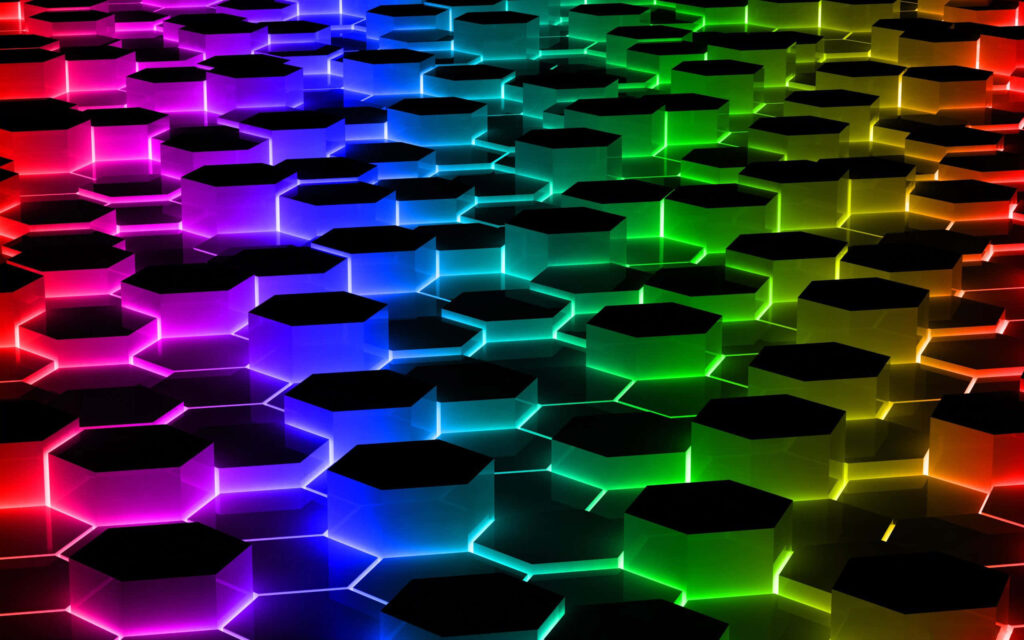 Illuminated Hexagon Wallpaper: Vibrant Gradient Background Design