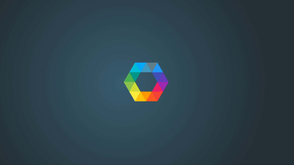 Colorful Minimalist Hexagon Wallpaper on Dark Background Design