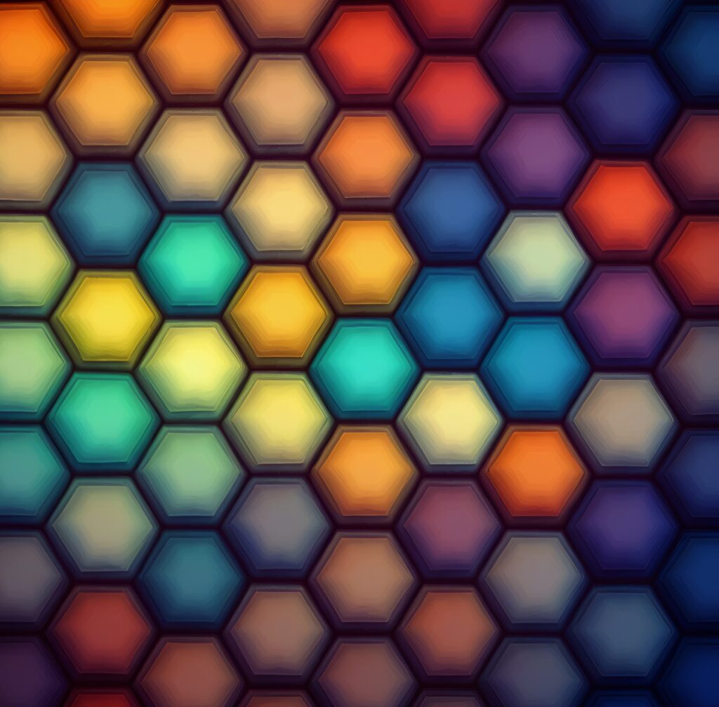 Vibrant Multicolored Honeycomb Wallpaper for Modern Backgrounds