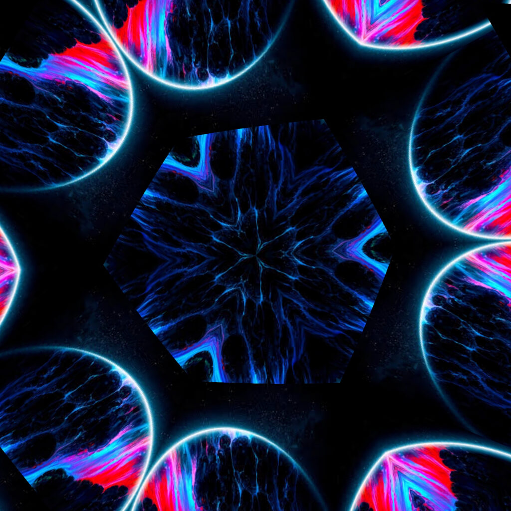 Vibrant Hexagonal Pattern Wallpaper with Glowing Lines and Shapes