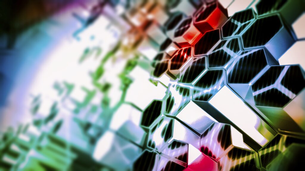 Vibrant Hexagonal Wallpaper: Dynamic 5120x2880 Colorful Background