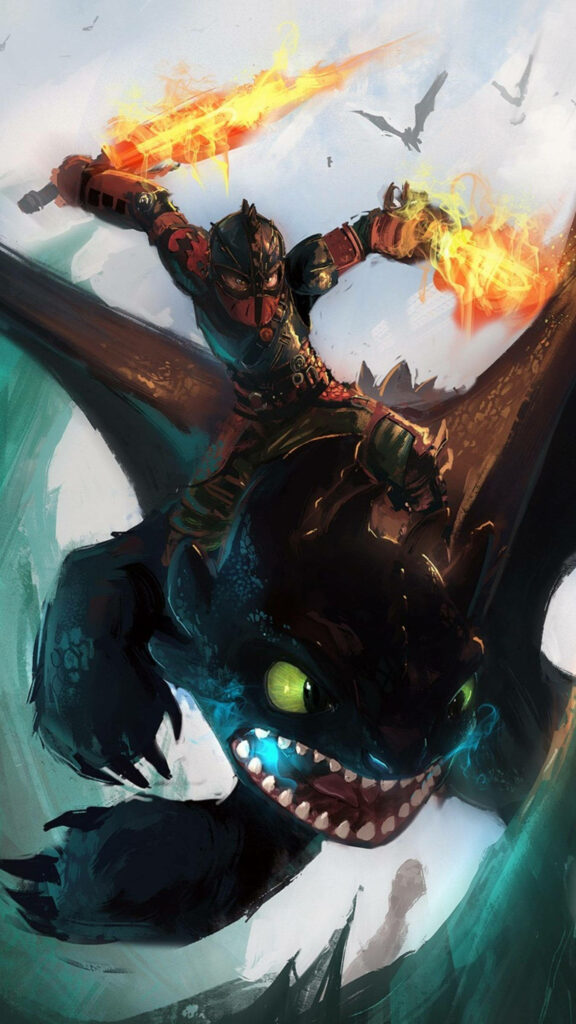 Vibrant Hiccup & Toothless Action Wallpaper - How To Train Your Dragon