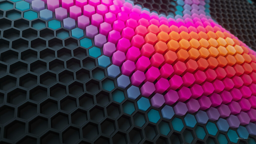Honeycomb Horizons: Vibrant Multicolored 4D Ultra HD Wallpaper with Excess Spilling Out