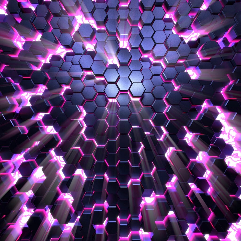 Vibrant Honeycomb Wallpaper: Striking Purple Glow Background