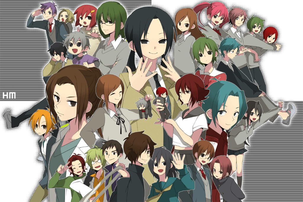 Vibrant Horimiya Collage Wallpaper: Dynamic Anime Characters
