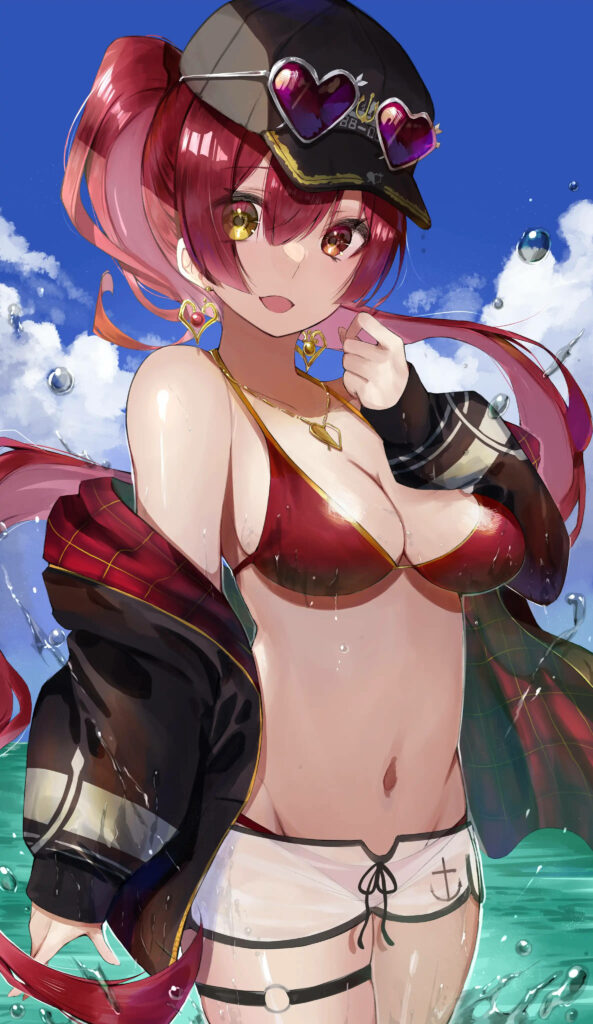 Vibrant Houshou Marine Wallpaper: Stylish Bikini Summer Vibe