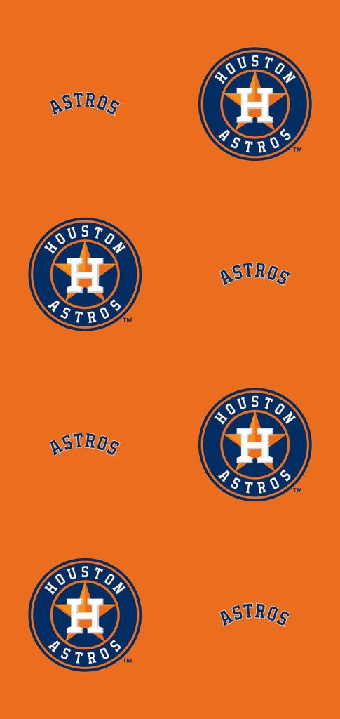 Houston Astros iPhone wallpaper with repeating navy and orange logo pattern on orange background