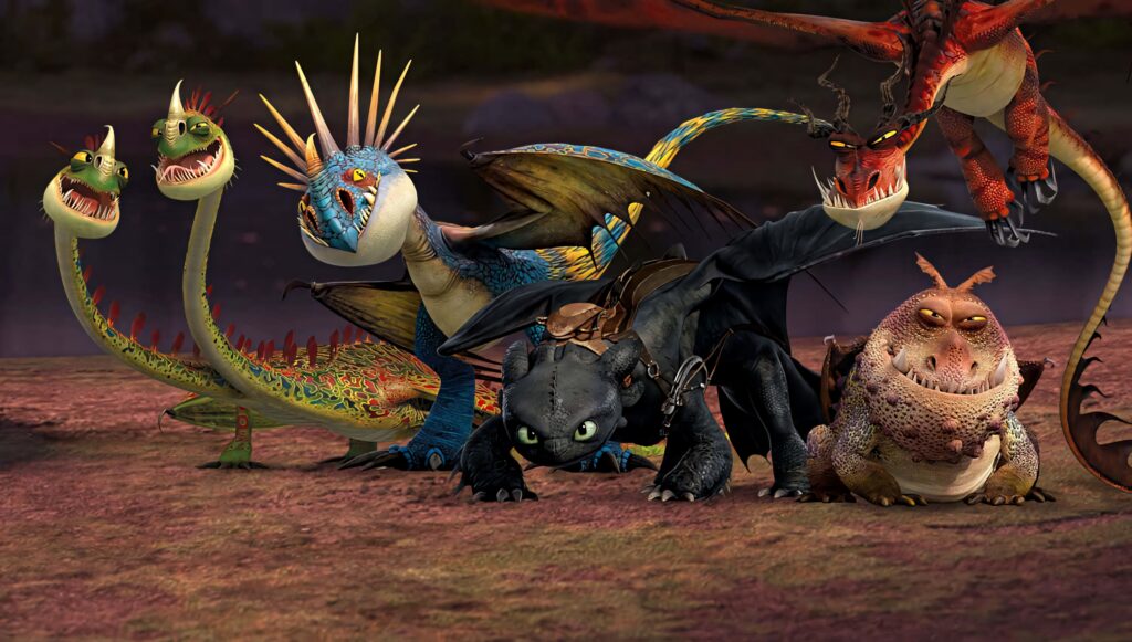 Vibrant How To Train Your Dragon Wallpaper with Toothless & Friends