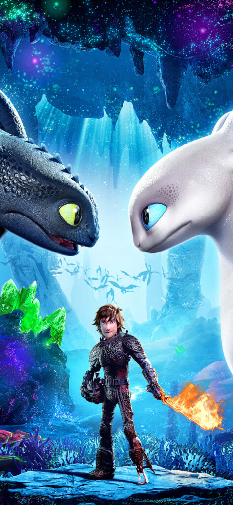 Vibrant How to Train Your Dragon 2 Wallpaper: Hiccup, Toothless & Light Fury