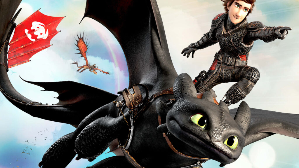 Vibrant How To Train Your Dragon 2 Wallpaper: Hiccup & Toothless Soaring