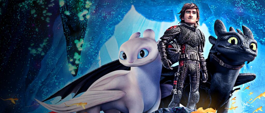 Vibrant How to Train Your Dragon Wallpaper: Hiccup, Toothless & Light Fury