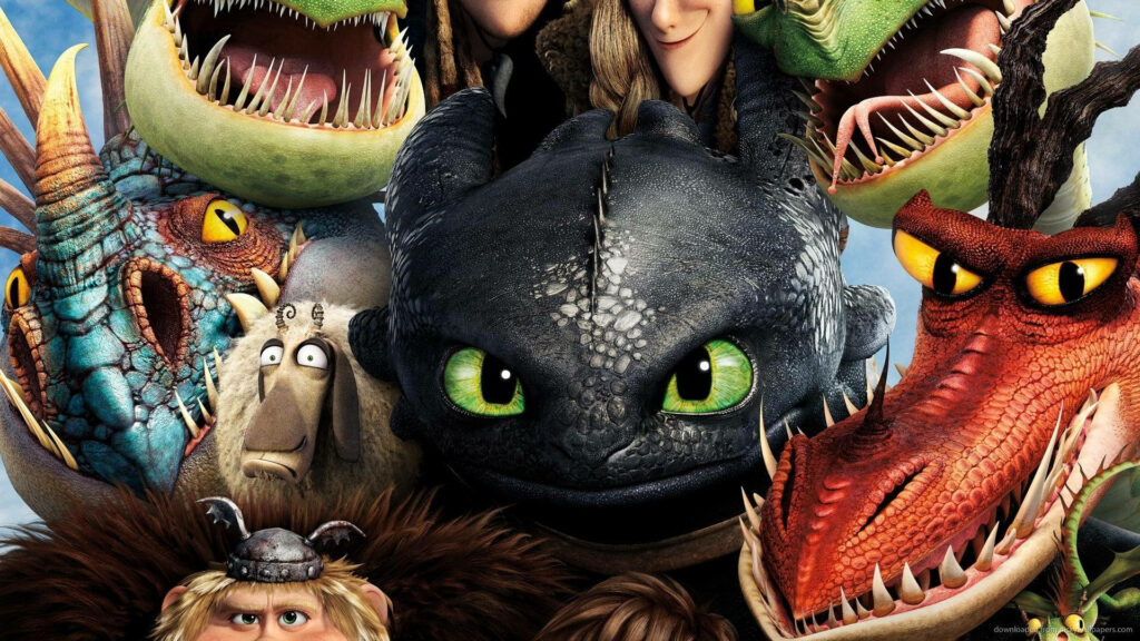 Vibrant How to Train Your Dragon Wallpaper: Toothless and Friends
