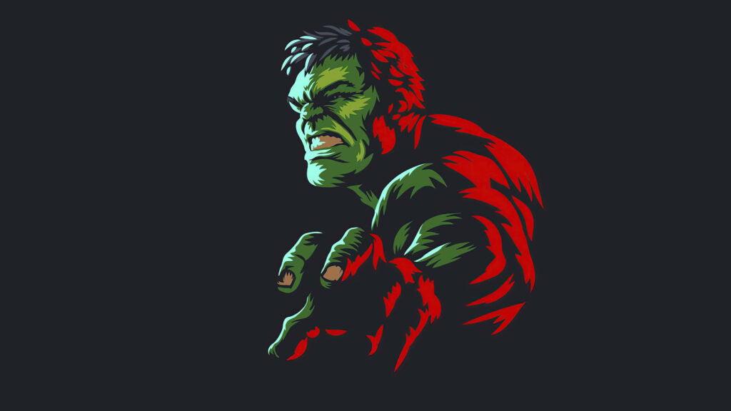 Hulk Heroic Wallpaper: Vibrant Green Power Against Dark Background