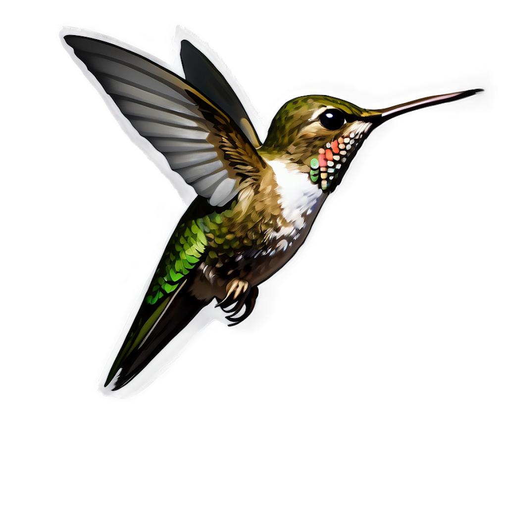 Stunning Hummingbird Wallpaper: Dynamic Green & White Illustration