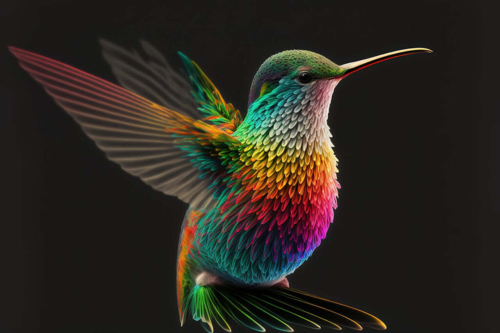 Vibrant Hummingbird Wallpaper: Iridescent Beauty on Dark Background