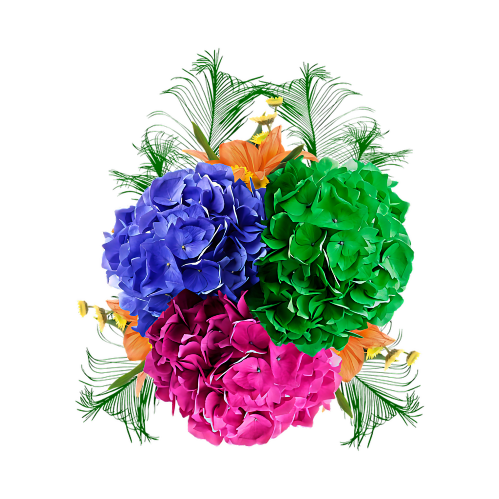 Vibrant Hydrangea Bouquet Wallpaper with Colorful Flowers & Greenery