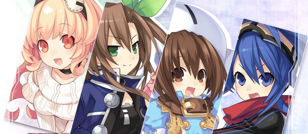 Vibrant Hyperdimension Neptunia anime wallpaper with Neptune Compa IF and Rom multi-panel design