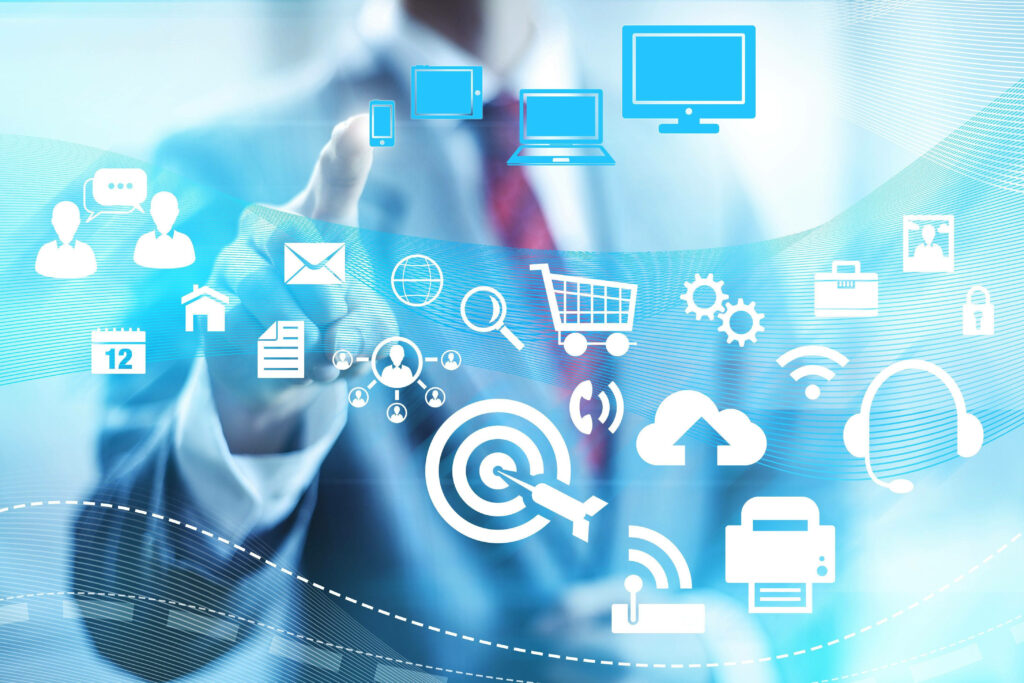 Vibrant Information Technology Wallpaper: Icons of Connectivity