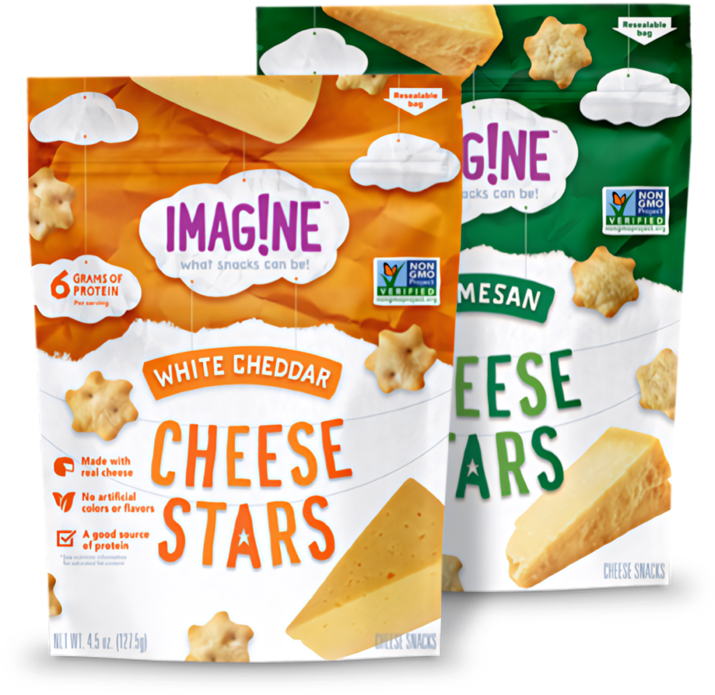 Colorful Imagine Cheese Stars Wallpaper: Real Cheese & Non-GMO Snacks