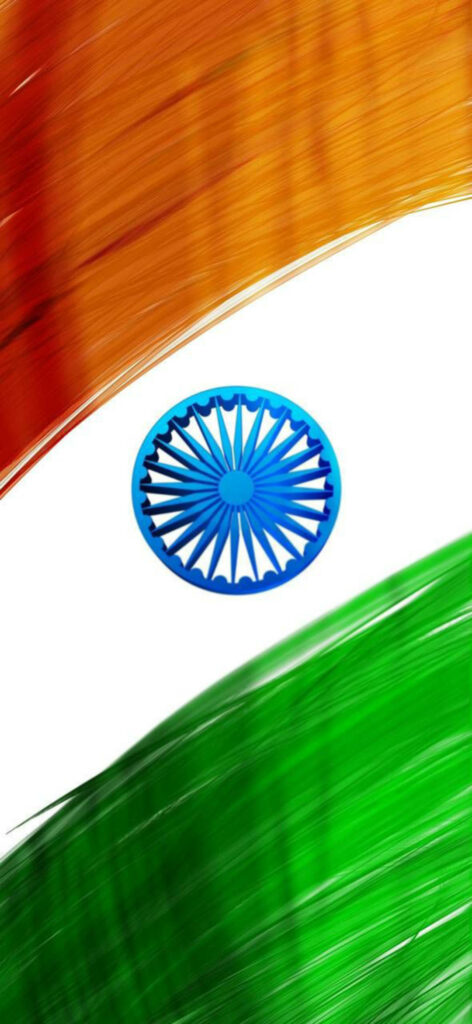 Vibrant Indian Flag Mobile Wallpaper: Glossy Tricolor Design