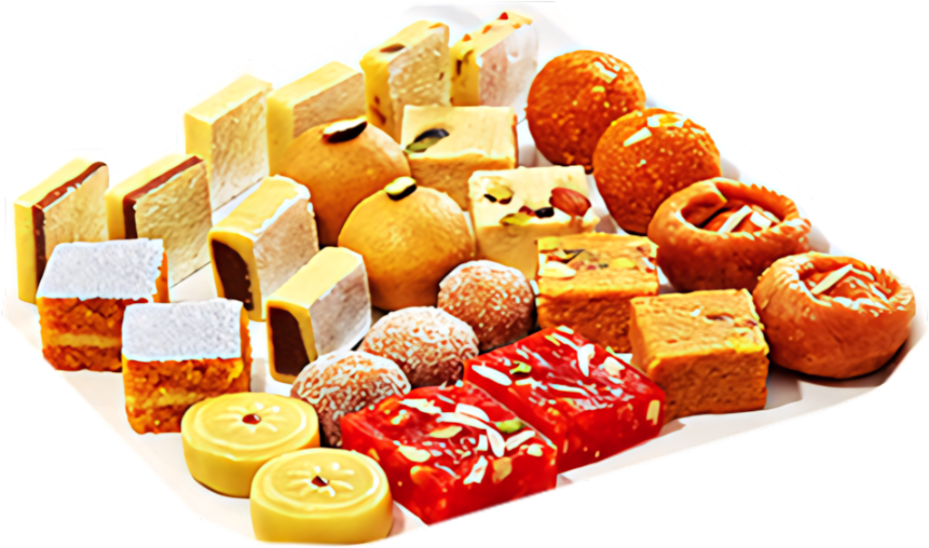 Colorful Indian Sweets Platter: Barfis, Laddoos & Festive Essence Wallpaper