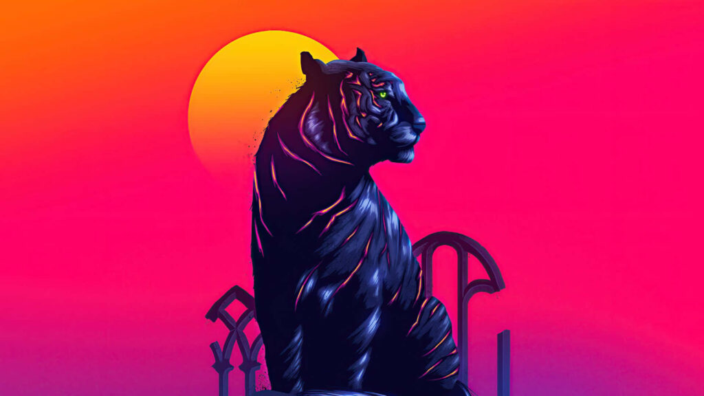 Majestic Indian Tiger Wallpaper: Colorful Design & Vibrant Background