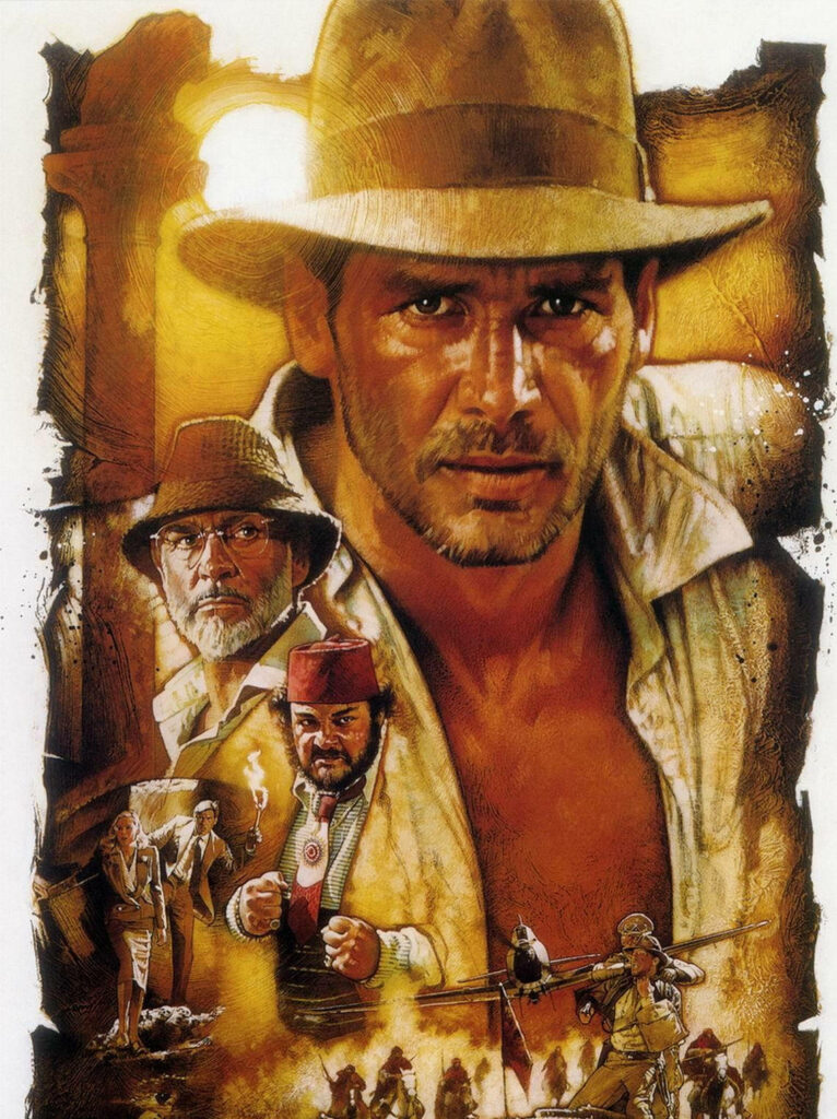 Vibrant Indiana Jones Vintage Movie Poster Wallpaper Background