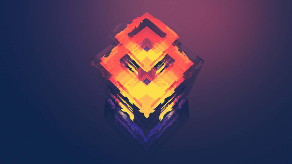 Vibrant Isometric Abstract Wallpaper: Geometric Design & Dark Background
