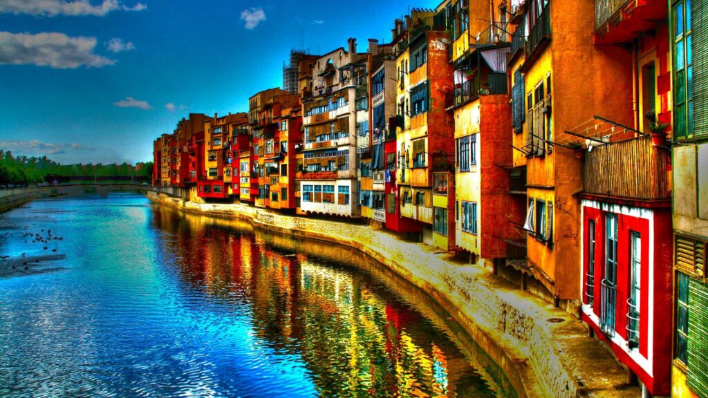 Vibrant Italian Riverside HDR Wallpaper: Colorful Reflections & Serenity
