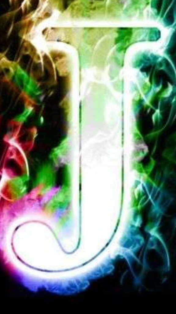 Colorful Letter J Wallpaper: Abstract Smoke Design on Dark Background