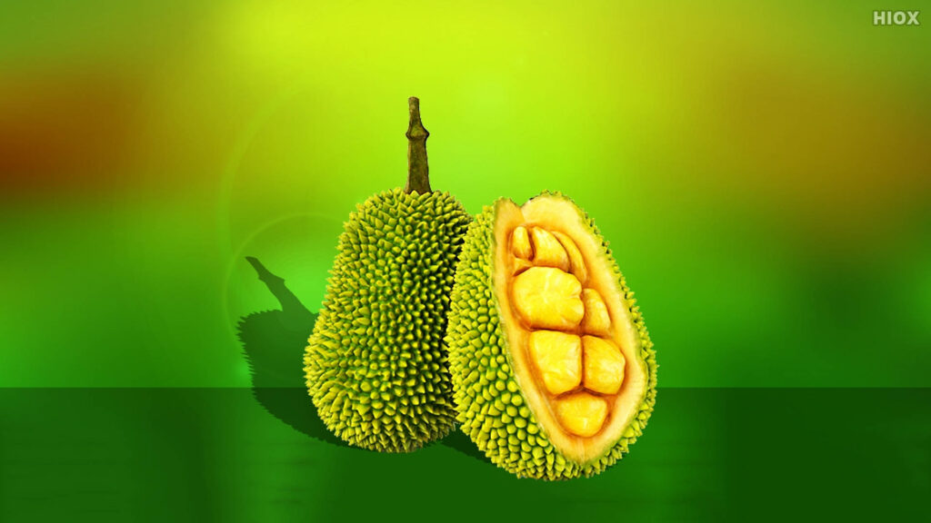Vibrant Jackfruit Wallpaper: Bright Yellow Pods on Green Background