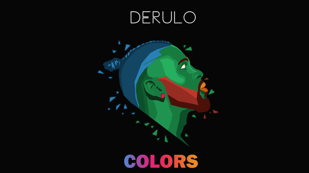 Colorful artistic portrait of Jason Derulo on black background with bold Colors song text wallpaper