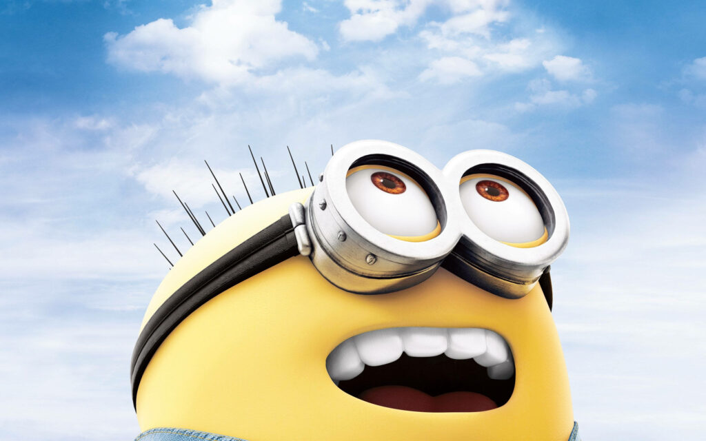 Cheerful Jerry the Minion Wallpaper Against Clear Sky Background