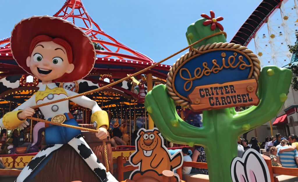 Jessie's Critter Carousel Wallpaper: Vibrant Disney Toy Story Scene