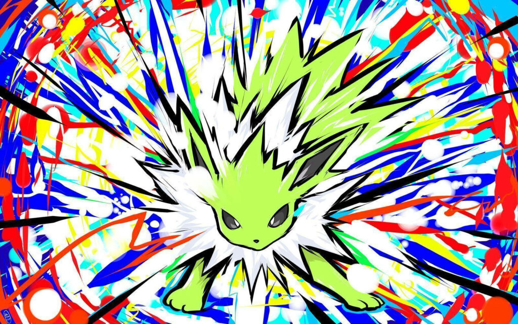 Vibrant Jolteon Wallpaper: Colorful Abstract Electric Design