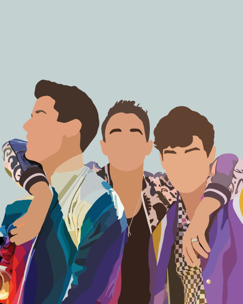 Vibrant Jonas Brothers Vector Art Wallpaper with Bold Colors