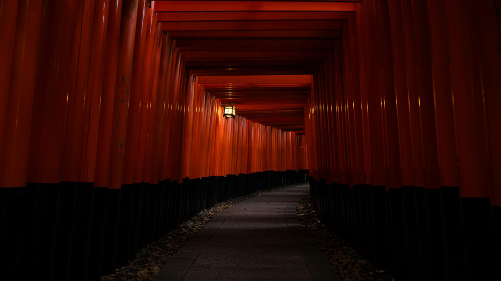 Vibrant Pathways: Exploring the Fushimi Inari Taisha Shrine in Kyoto, Japan - 5k HD Background Image Wallpaper