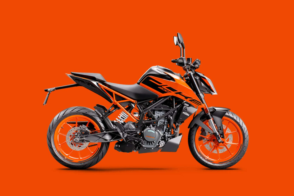 KTM Duke 200 Wallpaper: Sleek Design & Bold Orange Background