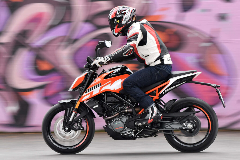 KTM Duke Motorcycle Action Wallpaper with Sporty Vibes